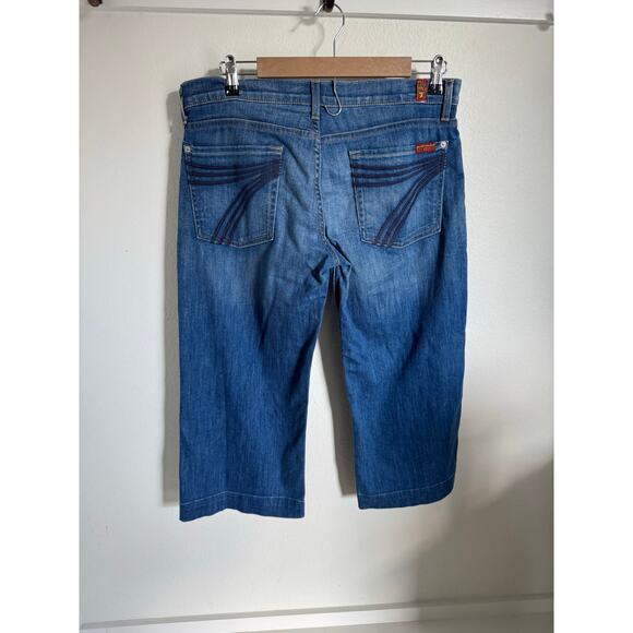 7 Seven For All Mankind Crop Dojo Jeans Size 32 Dark Wash Y2K Capri - Picture 6 of 10